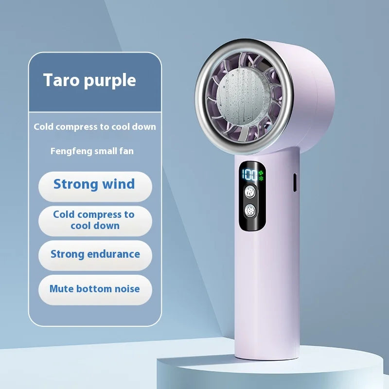 Portable Handheld Turbo Fan – 3-Speed Mini Personal Cooling Fan with Ice Compress Function